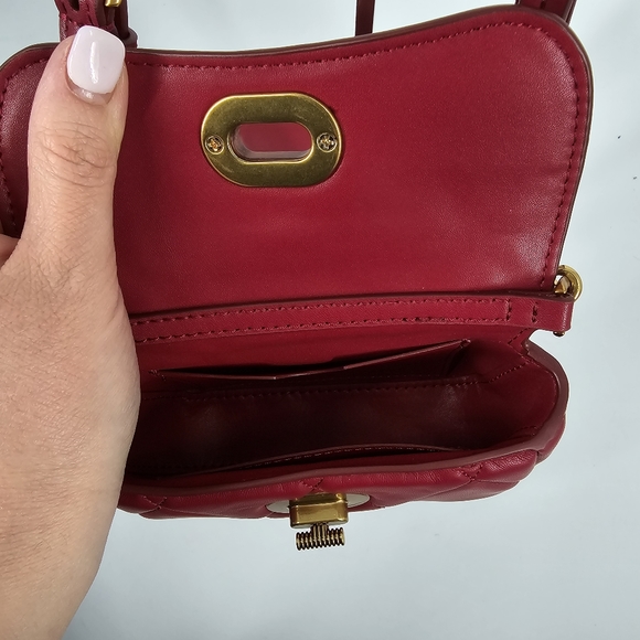 Charles & Keith NEW Red Quilted Crossbody Bag with Coin Case Pouch - Picture 7 of 14